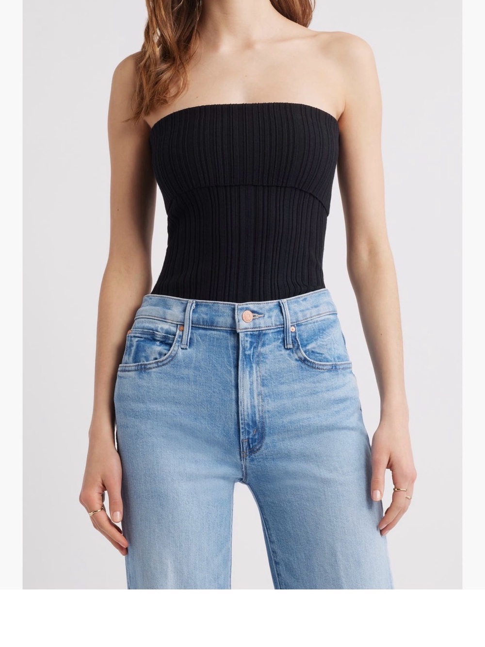 Ribbed Strapless Tube Top - Black